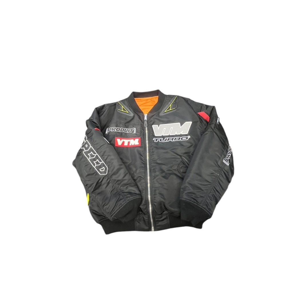 Vetements Black Bomber Jacket with Red and Yellow Accents